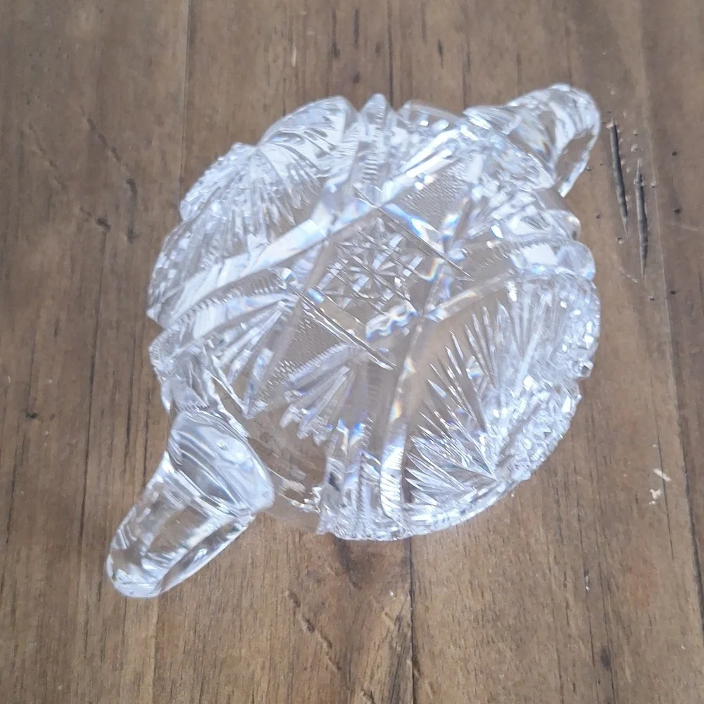 Vintage Pressed Glass Sugar Bowl – Starburst Pattern with Handles